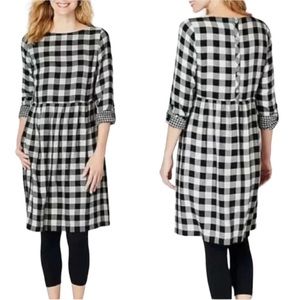 J. Jill Black & White Buffalo Check Plaid Baby Doll Dress